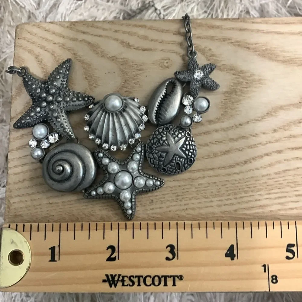 Cookie‎ Lee Ocean Themed Statement Costume Jewelry Necklace Starfish Shells